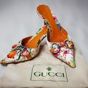 Gucci Floral Satin Shoes